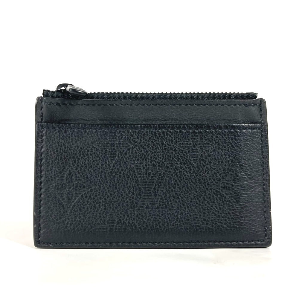 LOUIS VUITTON Coin case M82245 leather black Monogram shadow compact coin card holder mens(Unisex) Used Authentic