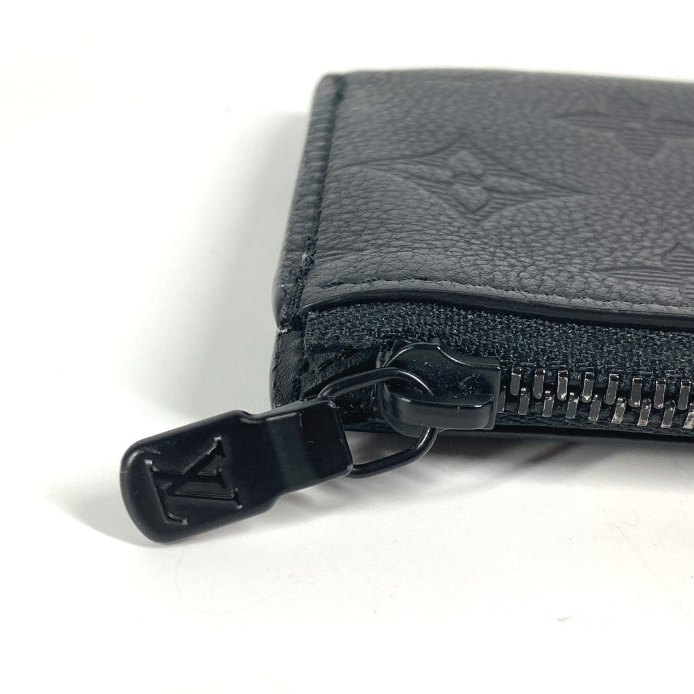 LOUIS VUITTON Coin case M82245 leather black Monogram shadow compact coin card holder mens(Unisex) Used Authentic