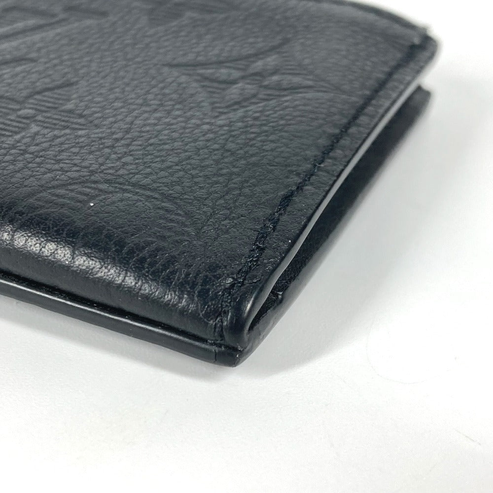 LOUIS VUITTON Coin case M82245 leather black Monogram shadow compact coin card holder mens(Unisex) Used Authentic