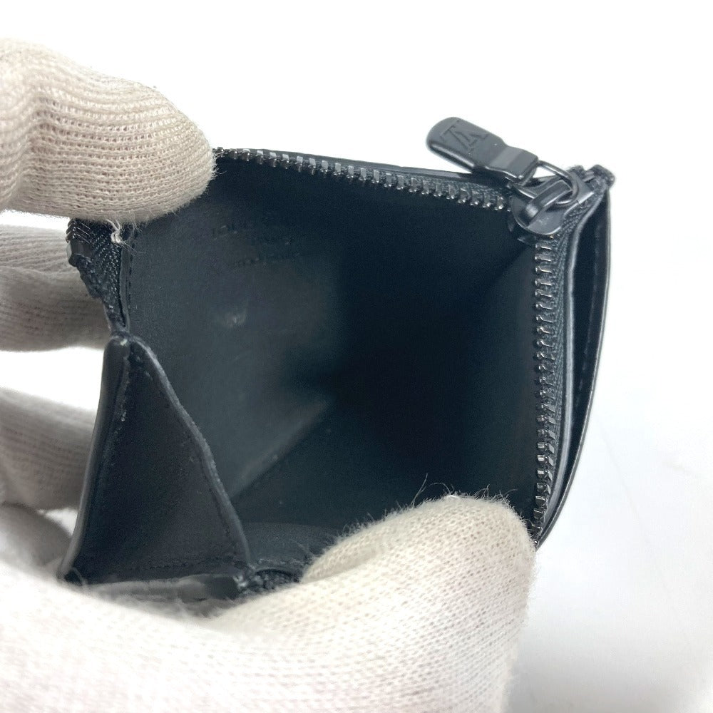 LOUIS VUITTON Coin case M82245 leather black Monogram shadow compact coin card holder mens(Unisex) Used Authentic