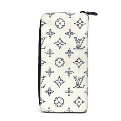 LOUIS VUITTON Long Wallet Purse M83381 leather white Monogram shadow Zippy Wallet Vertical unisex(Unisex) Used Authentic