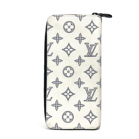 LOUIS VUITTON Long Wallet Purse M83381 leather white Monogram shadow Zippy Wallet Vertical unisex(Unisex) Used Authentic