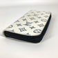 LOUIS VUITTON Long Wallet Purse M83381 leather white Monogram shadow Zippy Wallet Vertical unisex(Unisex) Used Authentic