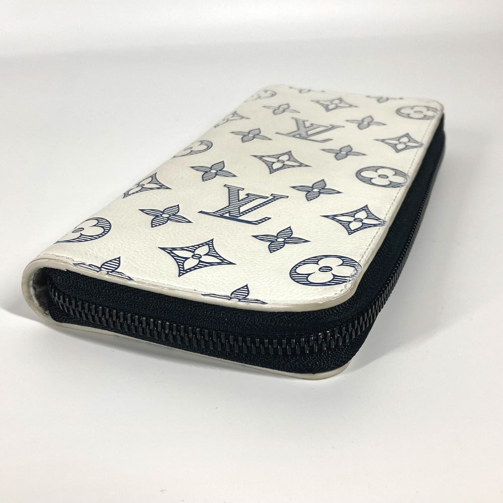 LOUIS VUITTON Long Wallet Purse M83381 leather white Monogram shadow Zippy Wallet Vertical unisex(Unisex) Used Authentic