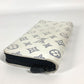 LOUIS VUITTON Long Wallet Purse M83381 leather white Monogram shadow Zippy Wallet Vertical unisex(Unisex) Used Authentic