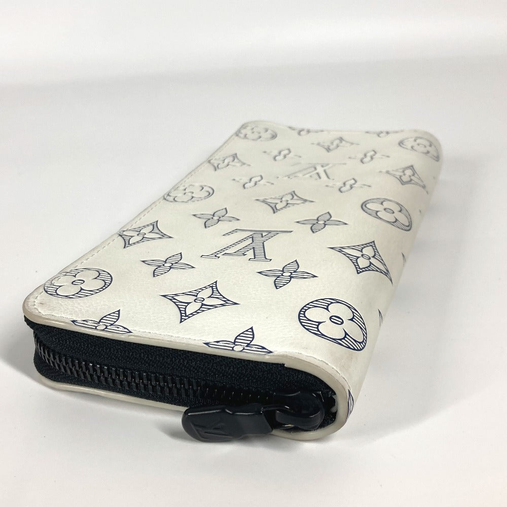 LOUIS VUITTON Long Wallet Purse M83381 leather white Monogram shadow Zippy Wallet Vertical unisex(Unisex) Used Authentic