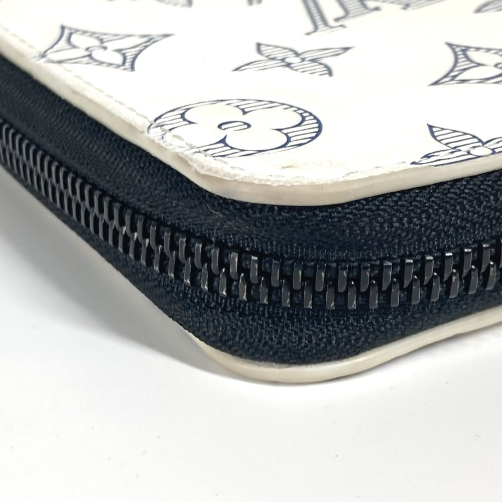LOUIS VUITTON Long Wallet Purse M83381 leather white Monogram shadow Zippy Wallet Vertical unisex(Unisex) Used Authentic