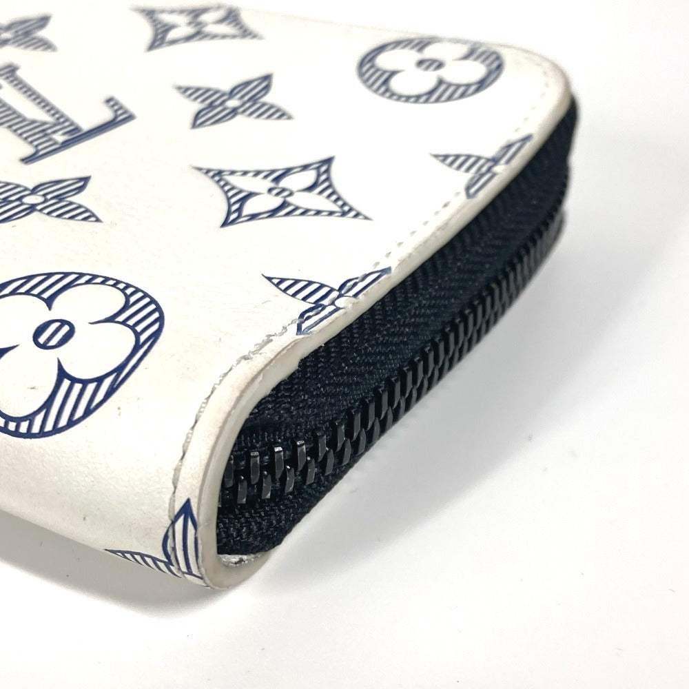 LOUIS VUITTON Long Wallet Purse M83381 leather white Monogram shadow Zippy Wallet Vertical unisex(Unisex) Used Authentic