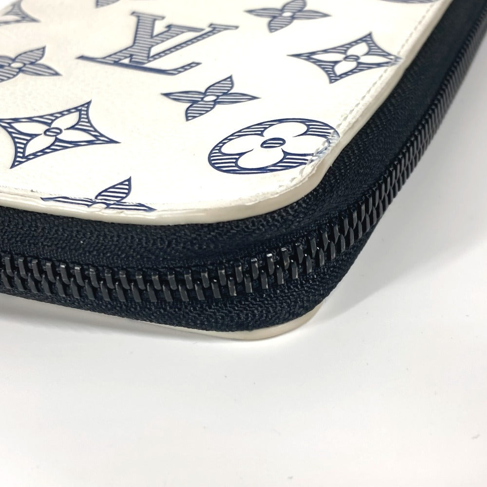 LOUIS VUITTON Long Wallet Purse M83381 leather white Monogram shadow Zippy Wallet Vertical unisex(Unisex) Used Authentic