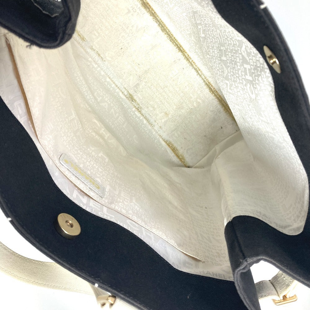 CHANEL Shoulder Bag canvas black CC COCO Mark Bicolor Women Used Authentic