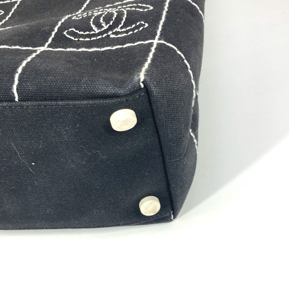CHANEL Shoulder Bag canvas black CC COCO Mark Bicolor Women Used Authentic