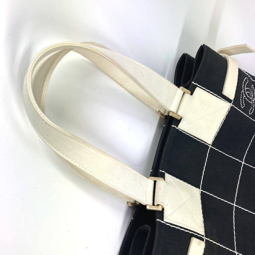 CHANEL Shoulder Bag canvas black CC COCO Mark Bicolor Women Used Authentic