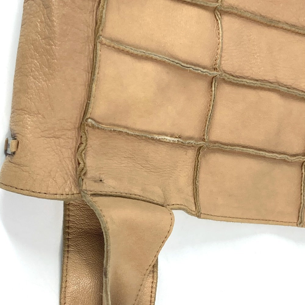 CHANEL Shoulder Bag leather beige vintage Chocolate bar Women Used Authentic
