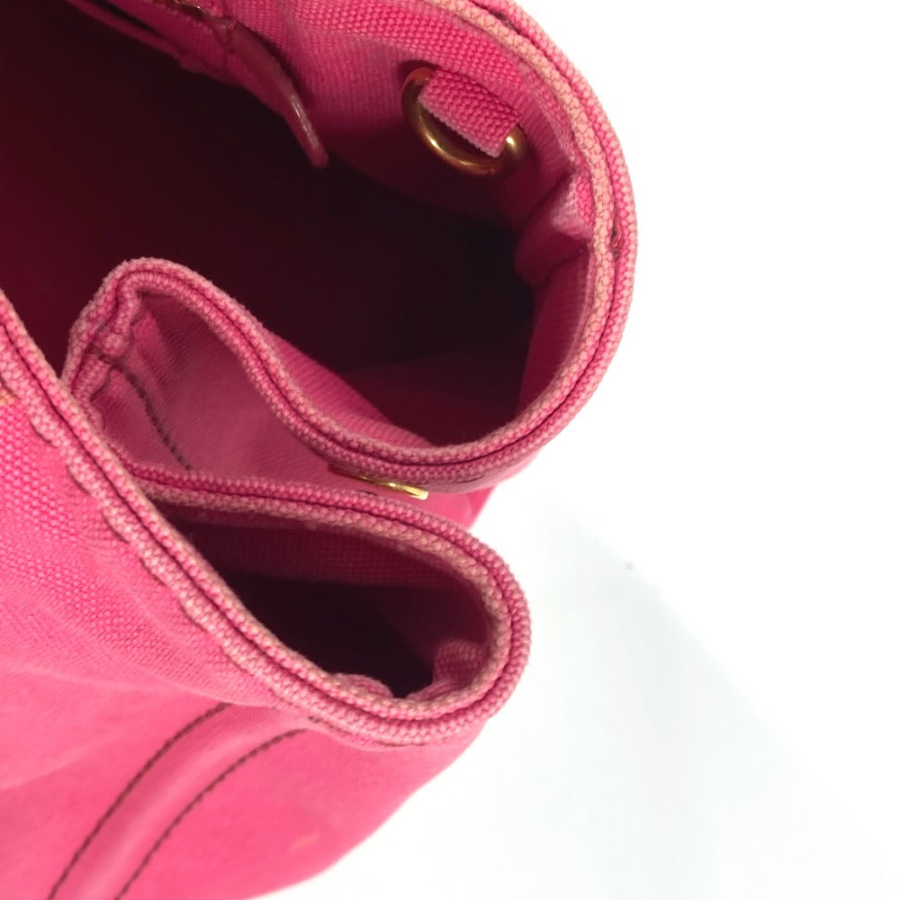PRADA Tote Bag 1BG642 canvas pink Canapa logo M Women Used Authentic