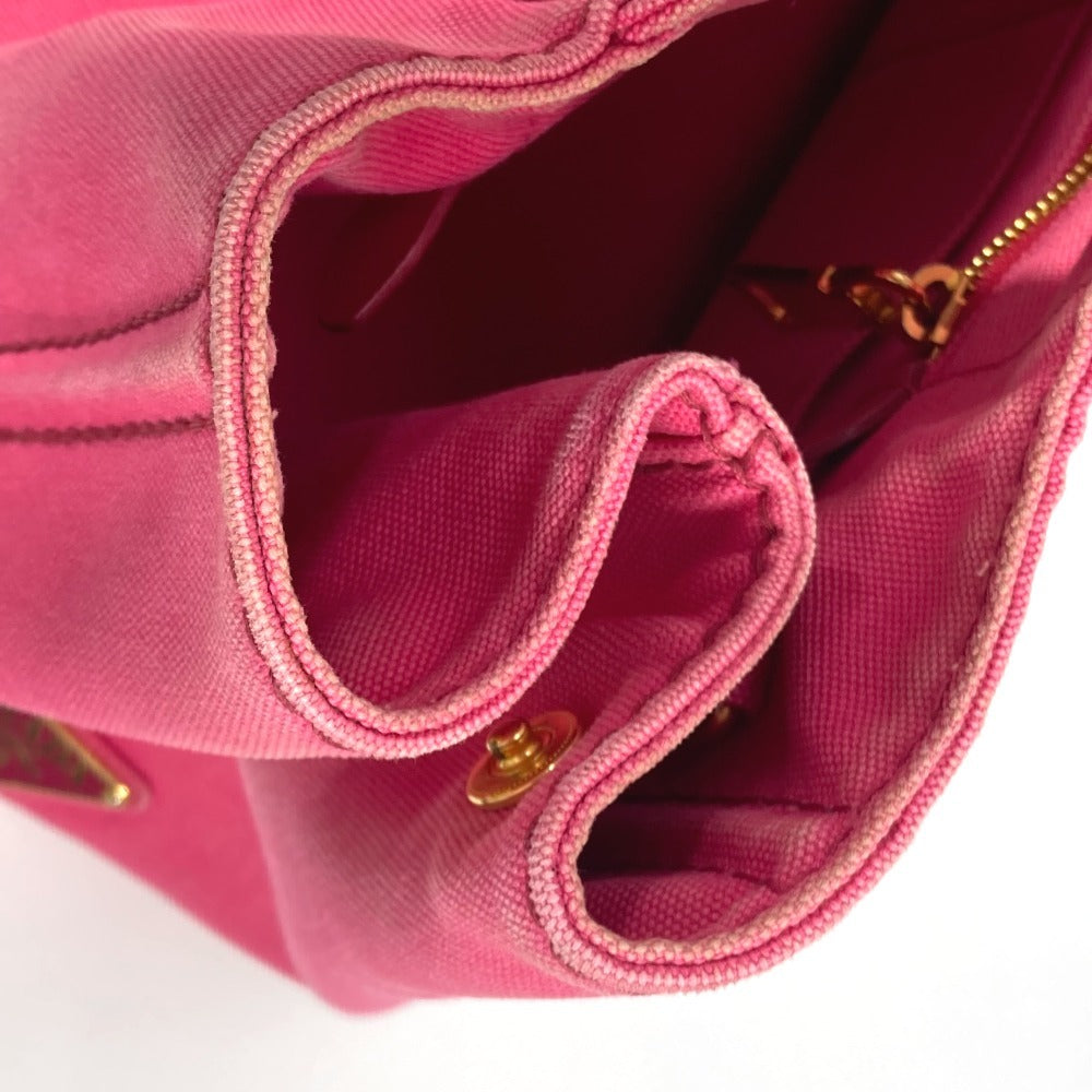 PRADA Tote Bag 1BG642 canvas pink Canapa logo M Women Used Authentic