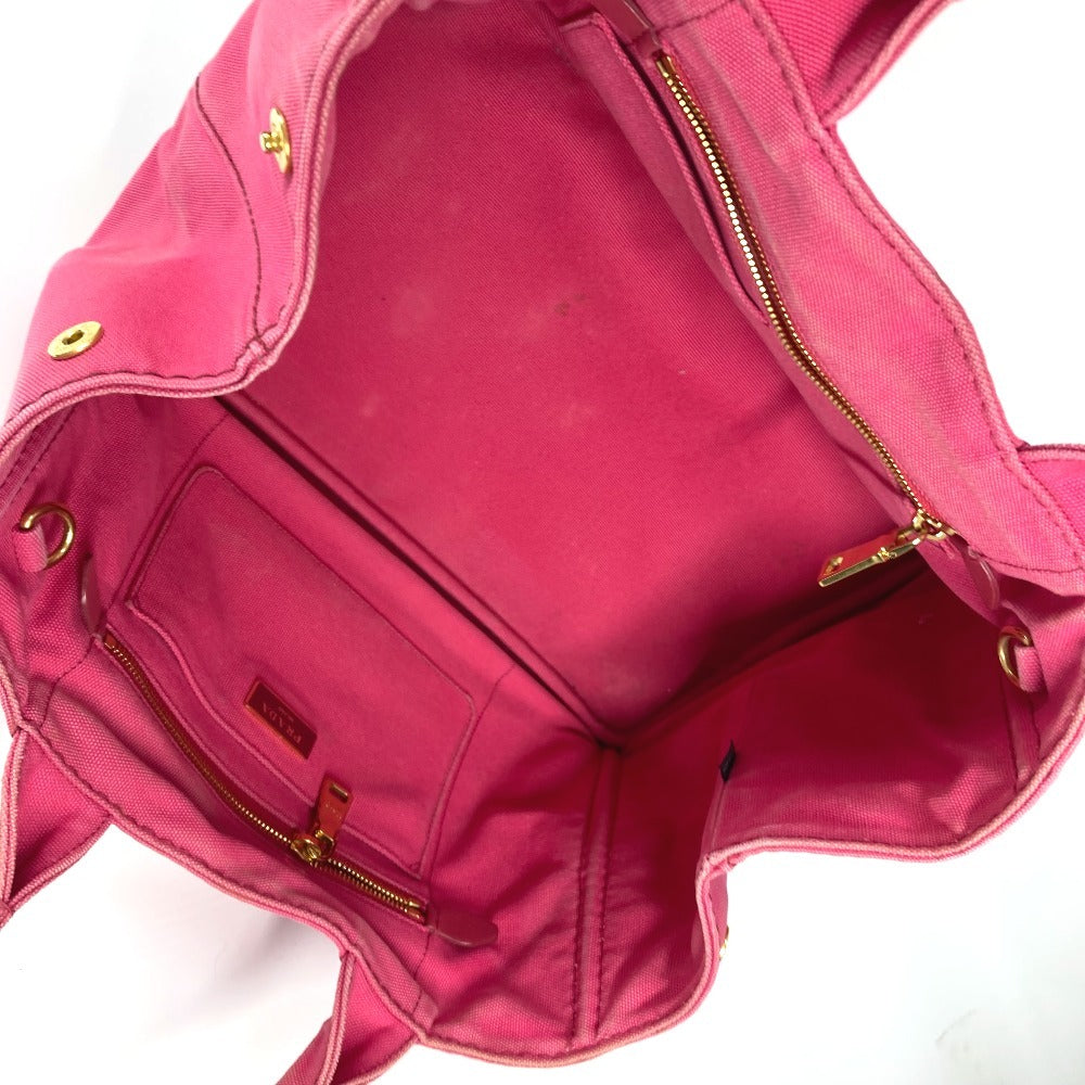 PRADA Tote Bag 1BG642 canvas pink Canapa logo M Women Used Authentic