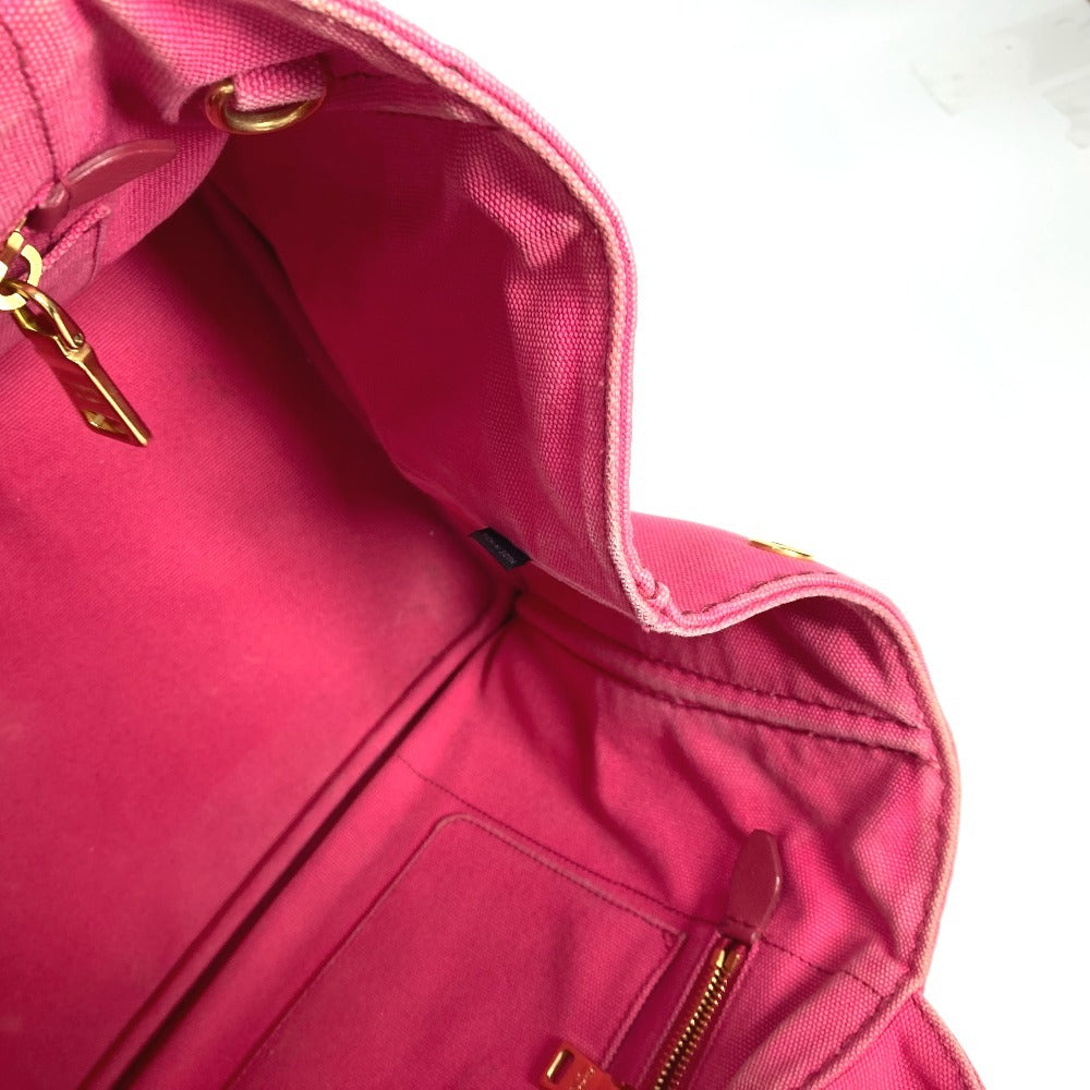 PRADA Tote Bag 1BG642 canvas pink Canapa logo M Women Used Authentic