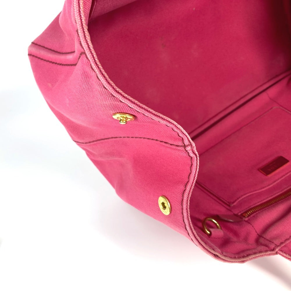 PRADA Tote Bag 1BG642 canvas pink Canapa logo M Women Used Authentic
