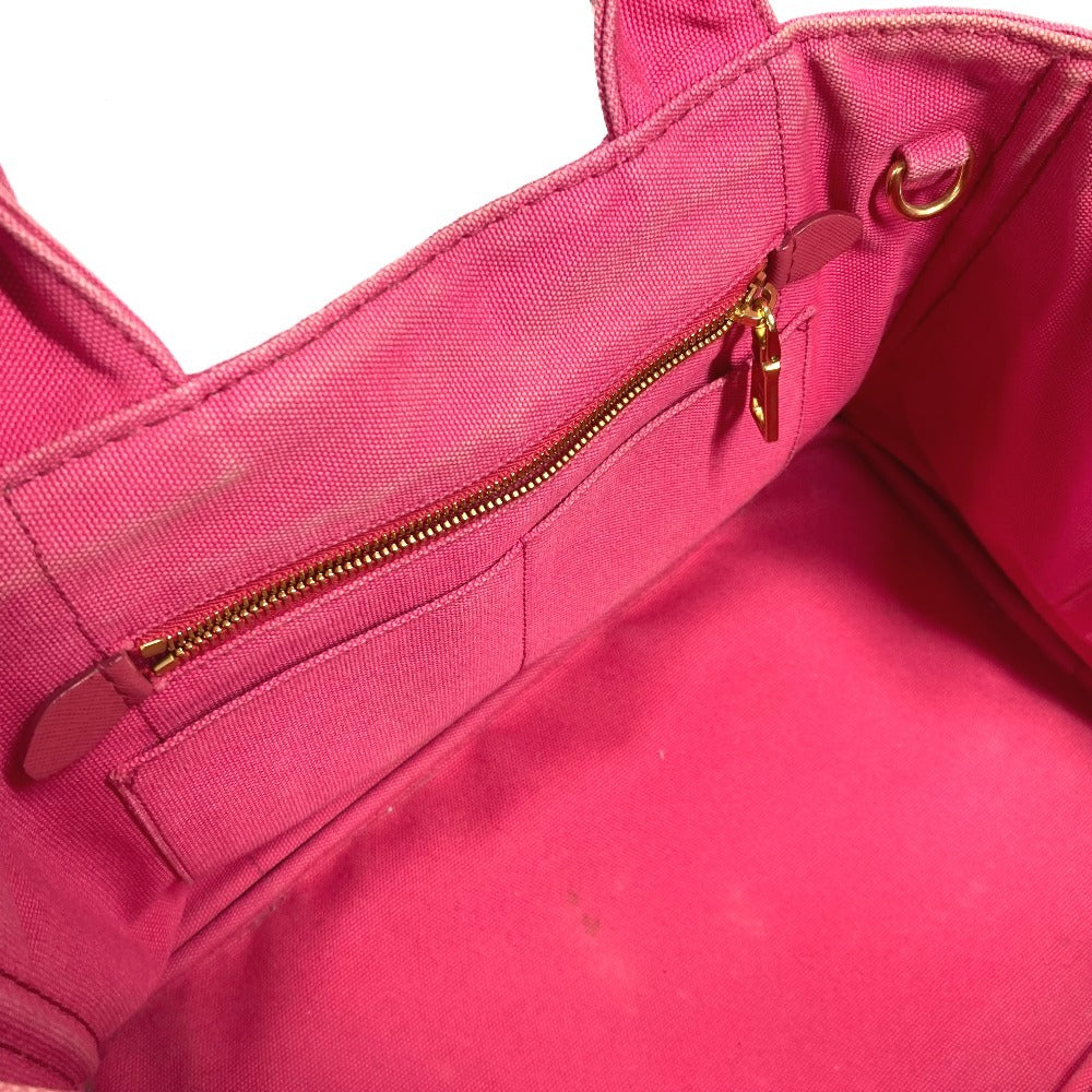 PRADA Tote Bag 1BG642 canvas pink Canapa logo M Women Used Authentic