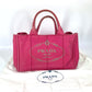PRADA Tote Bag 1BG642 canvas pink Canapa logo M Women Used Authentic