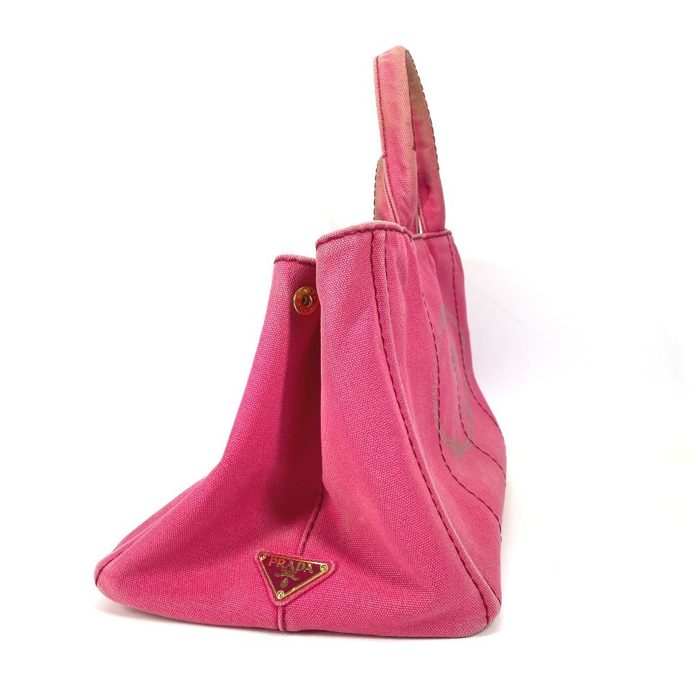 PRADA Tote Bag 1BG642 canvas pink Canapa logo M Women Used Authentic