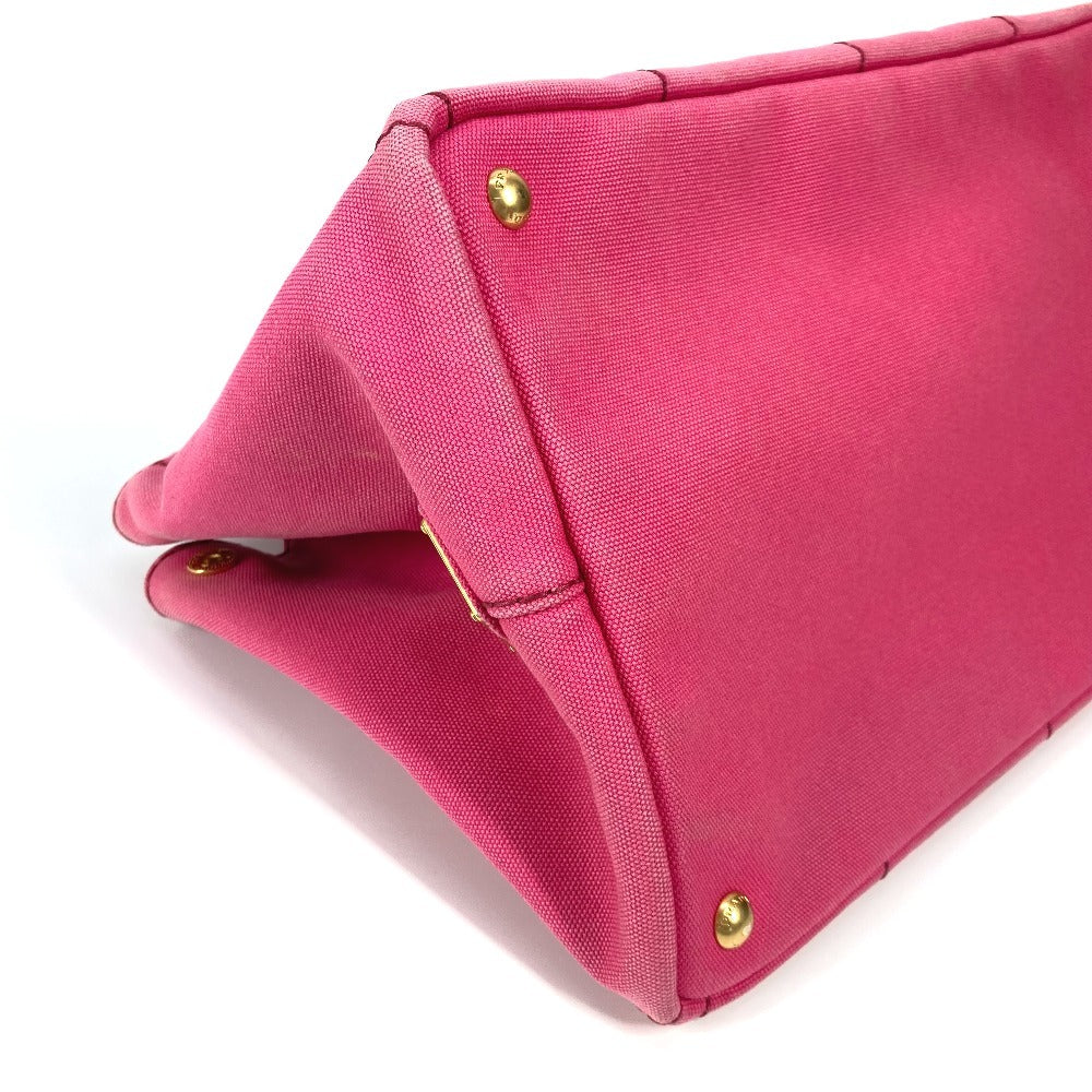 PRADA Tote Bag 1BG642 canvas pink Canapa logo M Women Used Authentic