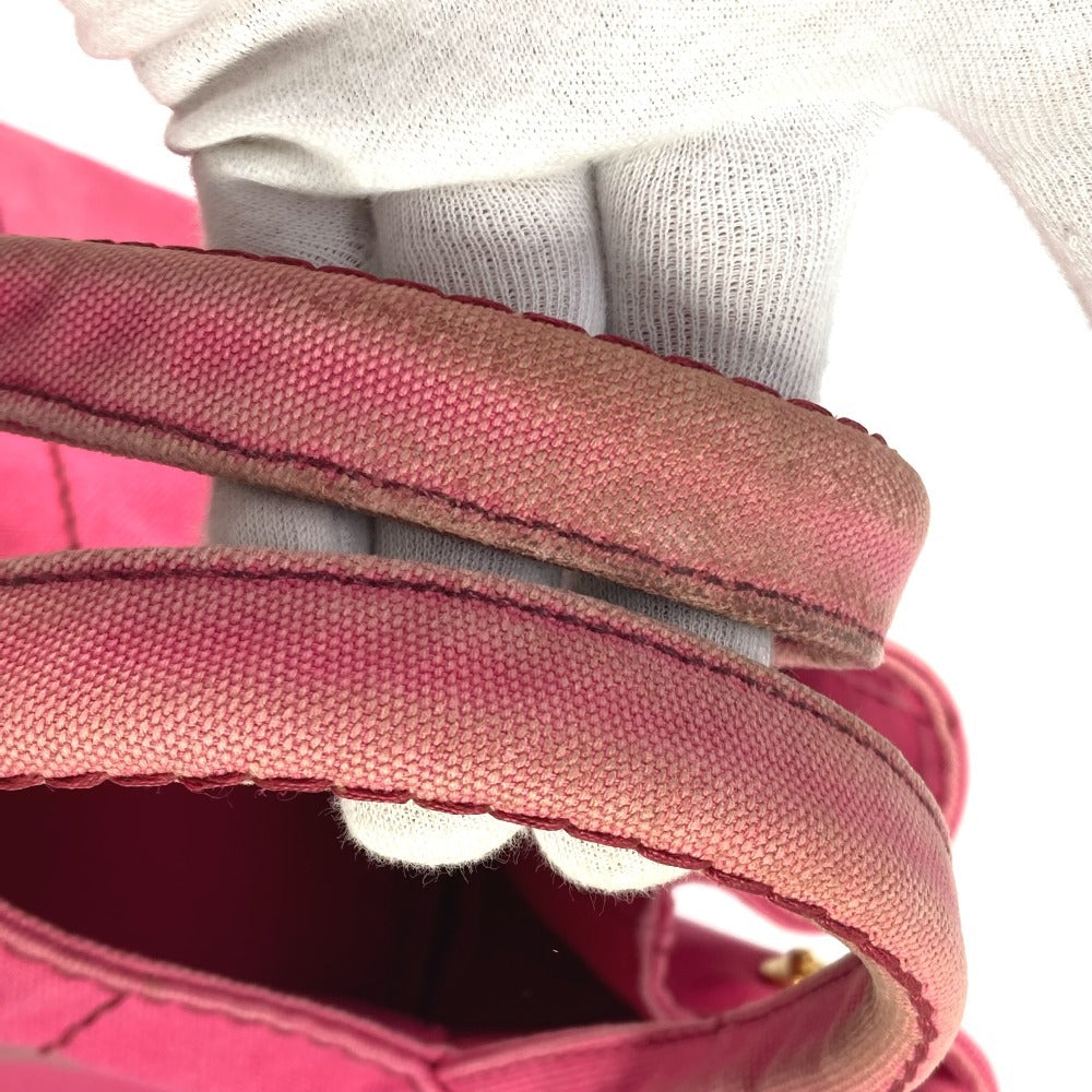 PRADA Tote Bag 1BG642 canvas pink Canapa logo M Women Used Authentic