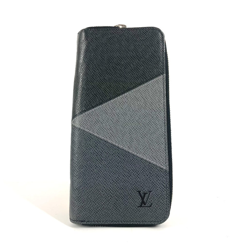 LOUIS VUITTON Long Wallet Purse M30731 Taiga Leather black Taiga Trio Color Zippy Wallet Vertical unisex(Unisex) Used Authentic