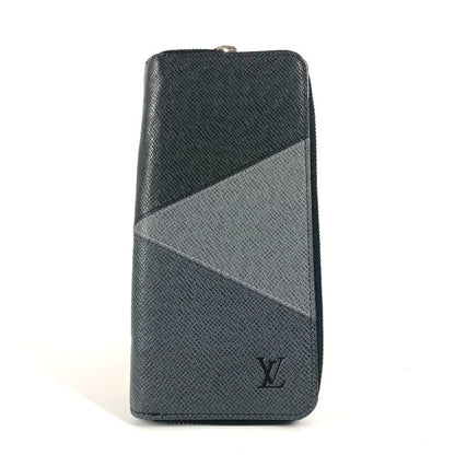 LOUIS VUITTON Long Wallet Purse M30731 Taiga Leather black Taiga Trio Color Zippy Wallet Vertical unisex(Unisex) Used Authentic