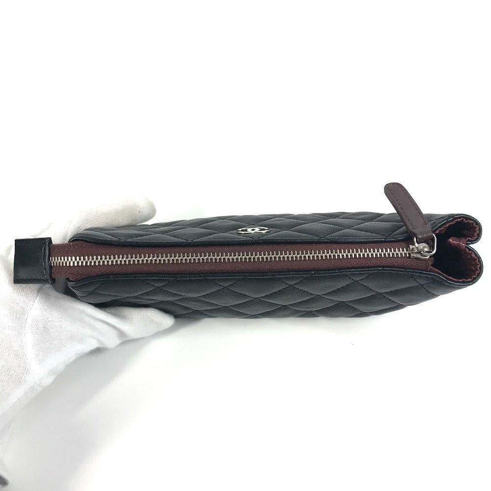 CHANEL Pouch leather black CC COCO Mark