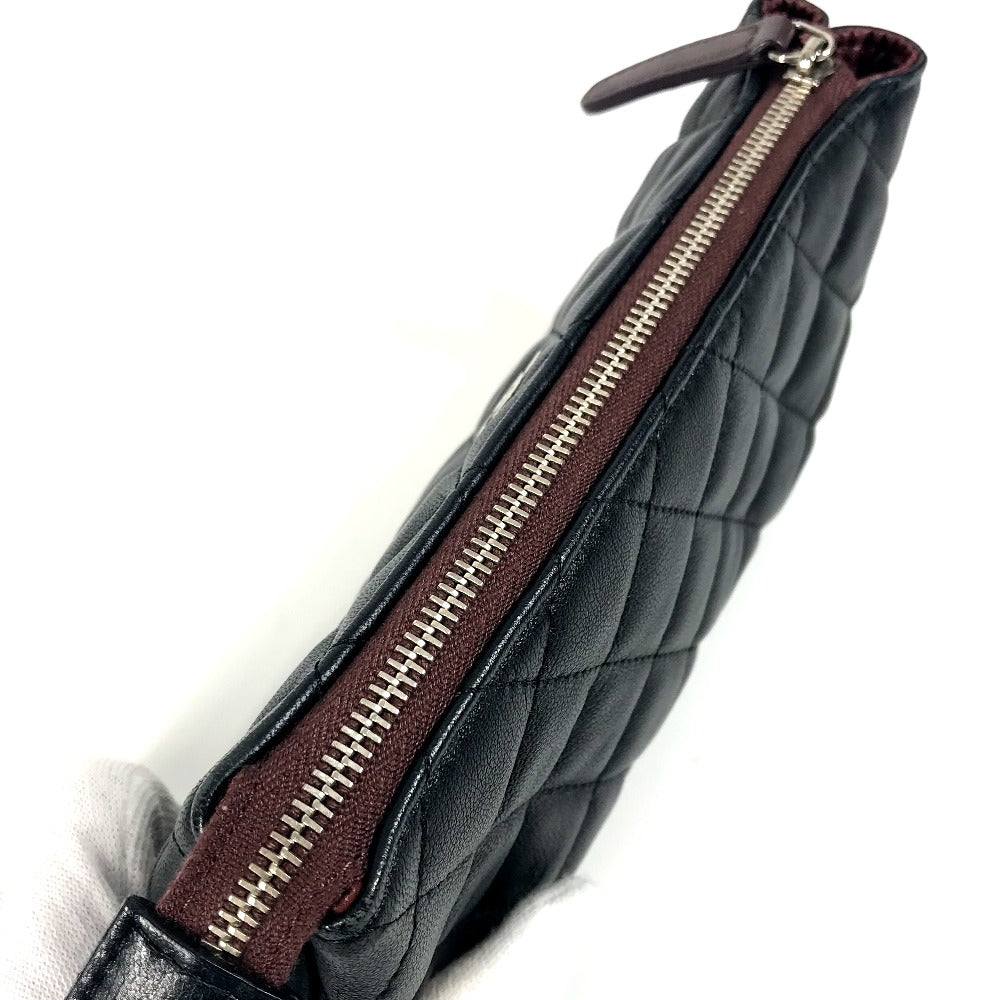 CHANEL Pouch leather black CC COCO Mark
