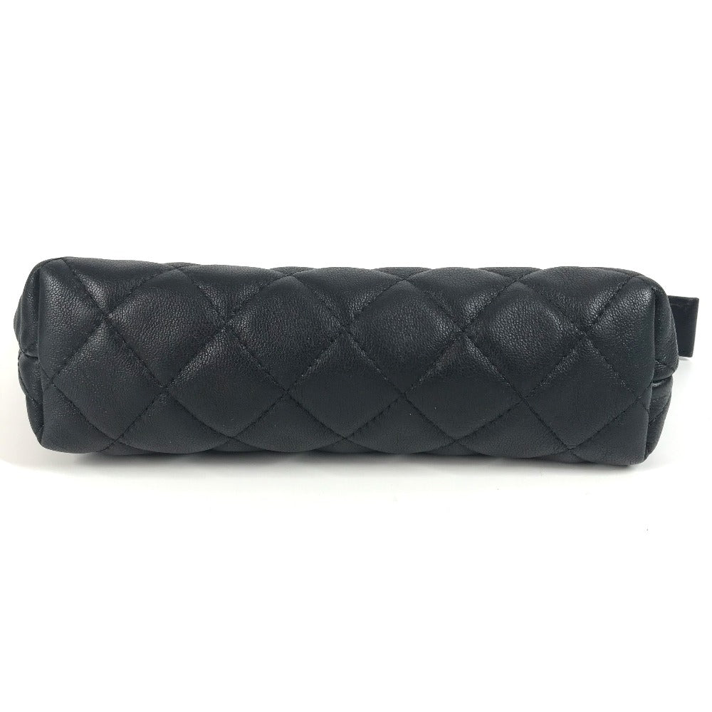 CHANEL Pouch leather black CC COCO Mark