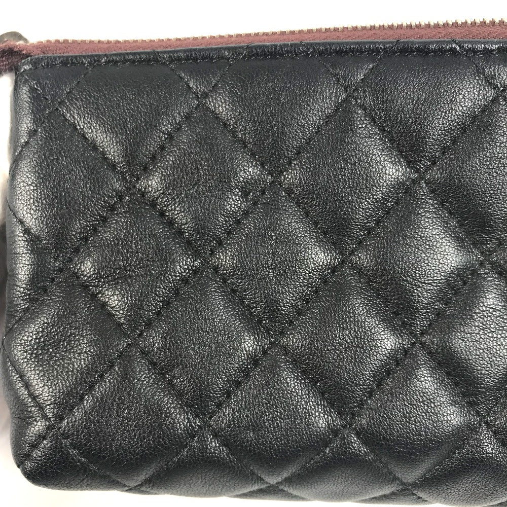 CHANEL Pouch leather black CC COCO Mark