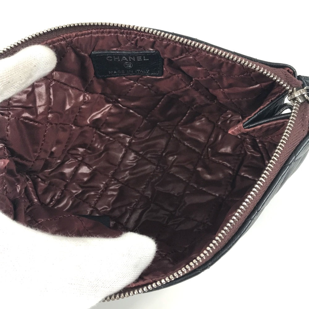 CHANEL Pouch leather black CC COCO Mark