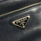 PRADA Clutch bag saffiano leather Navy Triangle logo plate unisex(Unisex) Used Authentic