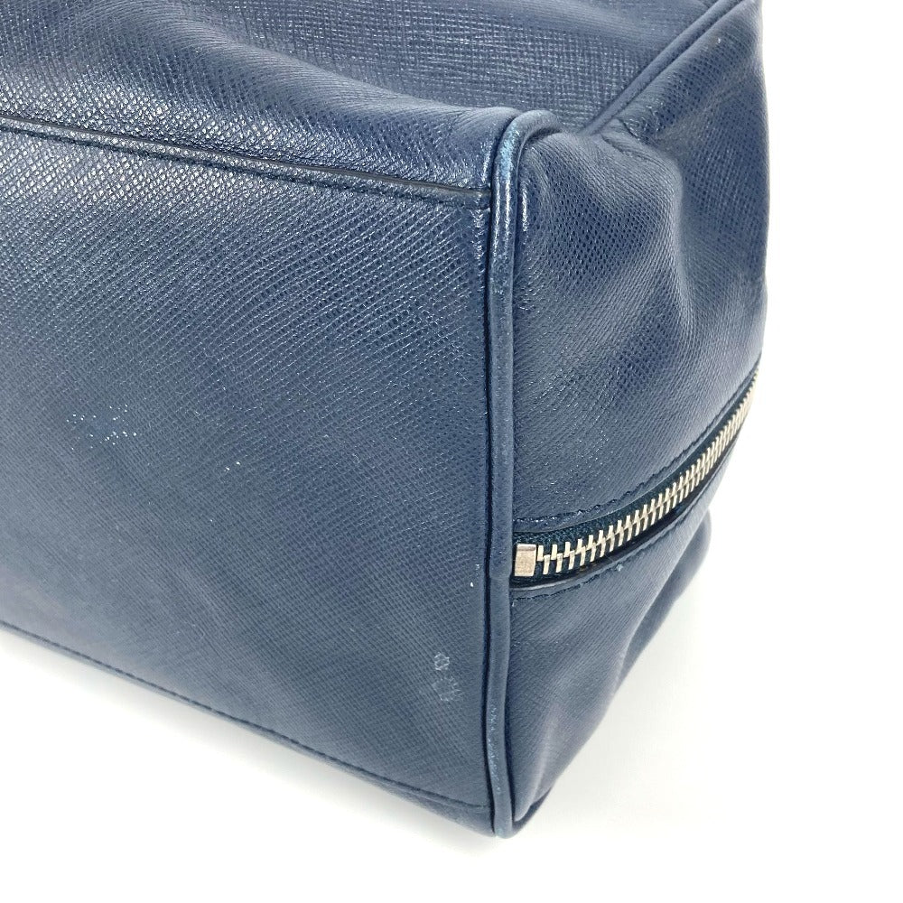 PRADA Clutch bag saffiano leather Navy Triangle logo plate unisex(Unisex) Used Authentic