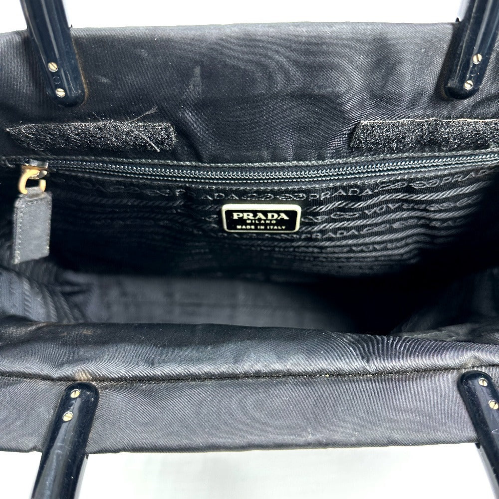 PRADA Handbag Nylon black Triangle logo plate Plat Stick handle unisex(Unisex) Used Authentic