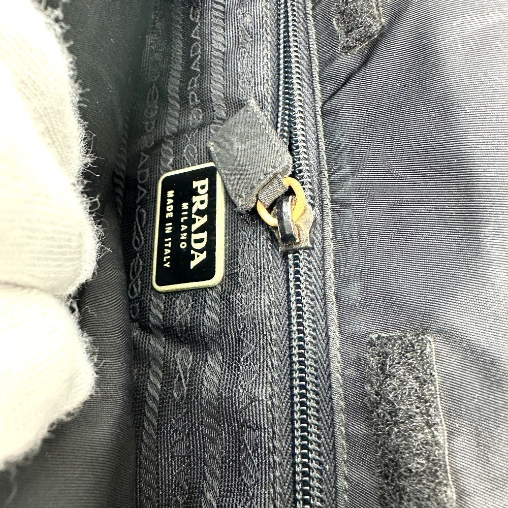 PRADA Handbag Nylon black Triangle logo plate Plat Stick handle unisex(Unisex) Used Authentic