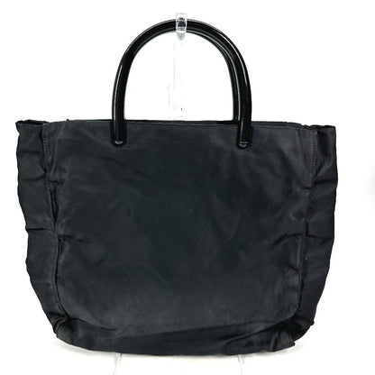 PRADA Handbag Nylon black Triangle logo plate Plat Stick handle unisex(Unisex) Used Authentic