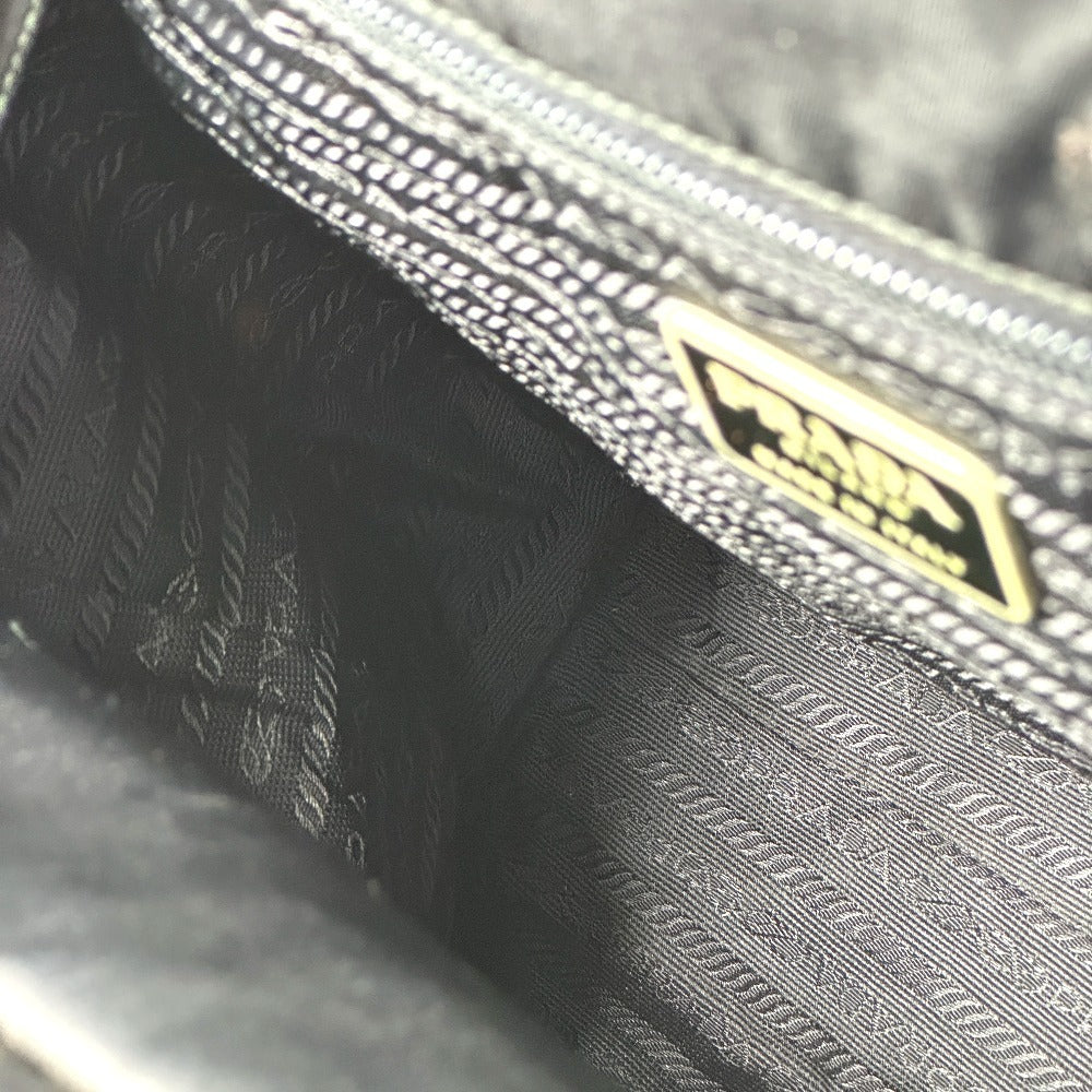 PRADA Handbag Nylon black Triangle logo plate Plat Stick handle unisex(Unisex) Used Authentic