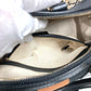 GUCCI Shoulder Bag Leather / canvas Navy Stripe logo