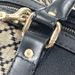 GUCCI Shoulder Bag Leather / canvas Navy Stripe logo
