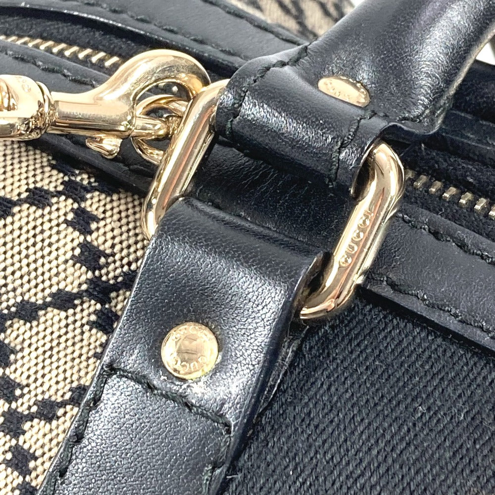 GUCCI Shoulder Bag Leather / canvas Navy Stripe logo