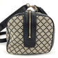 GUCCI Shoulder Bag Leather / canvas Navy Stripe logo