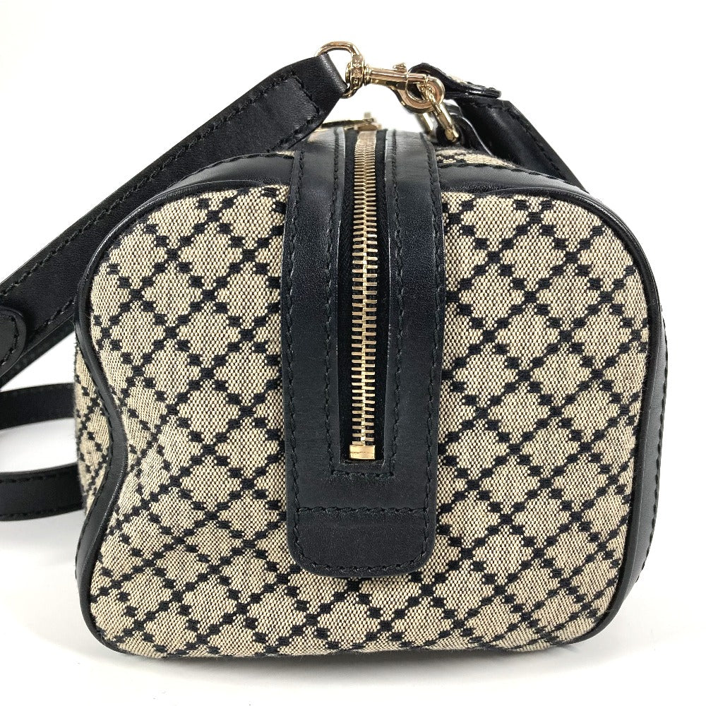 GUCCI Shoulder Bag Leather / canvas Navy Stripe logo