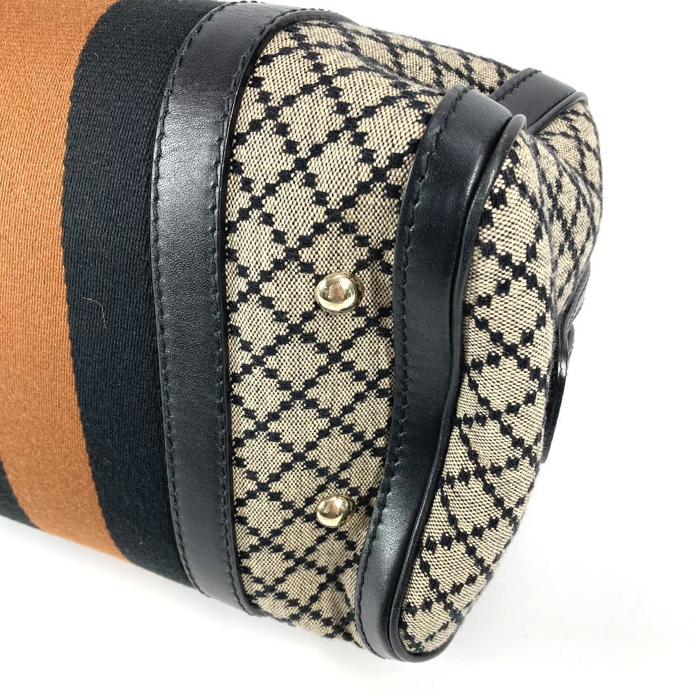 GUCCI Shoulder Bag Leather / canvas Navy Stripe logo