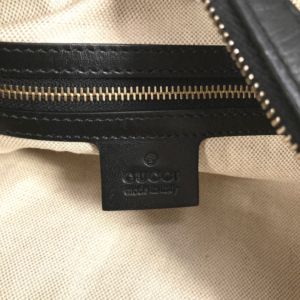 GUCCI Shoulder Bag Leather / canvas Navy Stripe logo