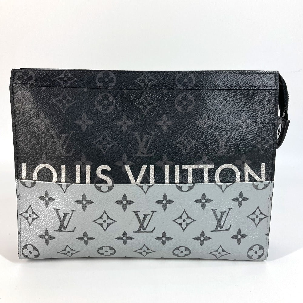 LOUIS VUITTON Clutch bag M63039 Monogram Eclipse Canvas black Monogram Eclipse Split Bicolor Pochette Voyage MM unisex(Unisex) Used Authentic