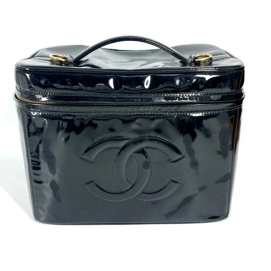 CHANEL Handbag Patent leather black vintage CC COCO Mark Vanity Bag