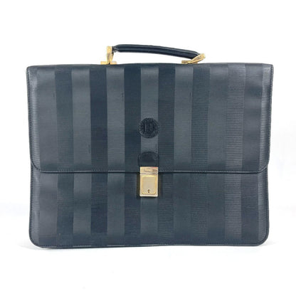 FENDI Business bag PVC / Leather black vintage Pecan logo unisex(Unisex) Used Authentic